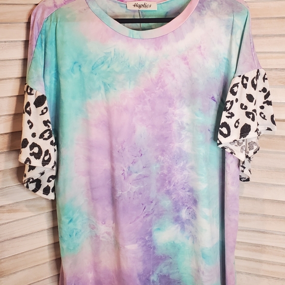 Tye dye leopard sleeve  Top - Picture 7 of 7